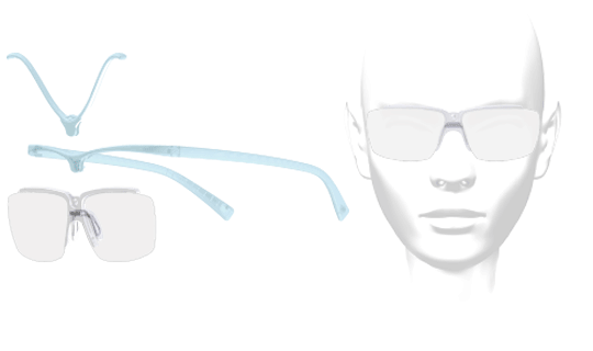 L'innovation Clipoptic® permet de passer en un seul clip d'une paire de lunettes de vue à un clip optique universel pour masque.