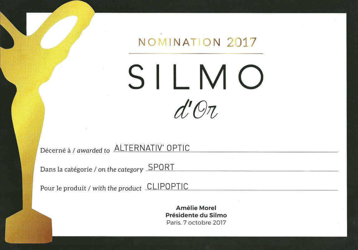 Clipoptic®, le clip optique universel nominé au Silmo d'or 2017 à Paris dans la catégorie sport.